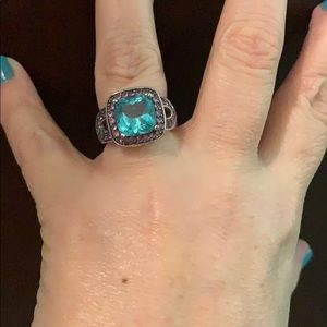 Aqua and pink cocktail ring